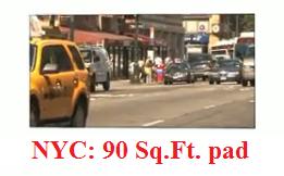 image of city traffic in New York
                              City and a link to a woman's 90 square
                              foot "pad"