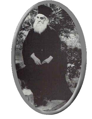 saint nektarios photograph within an oval with white backgrous as he sat in the the countryside